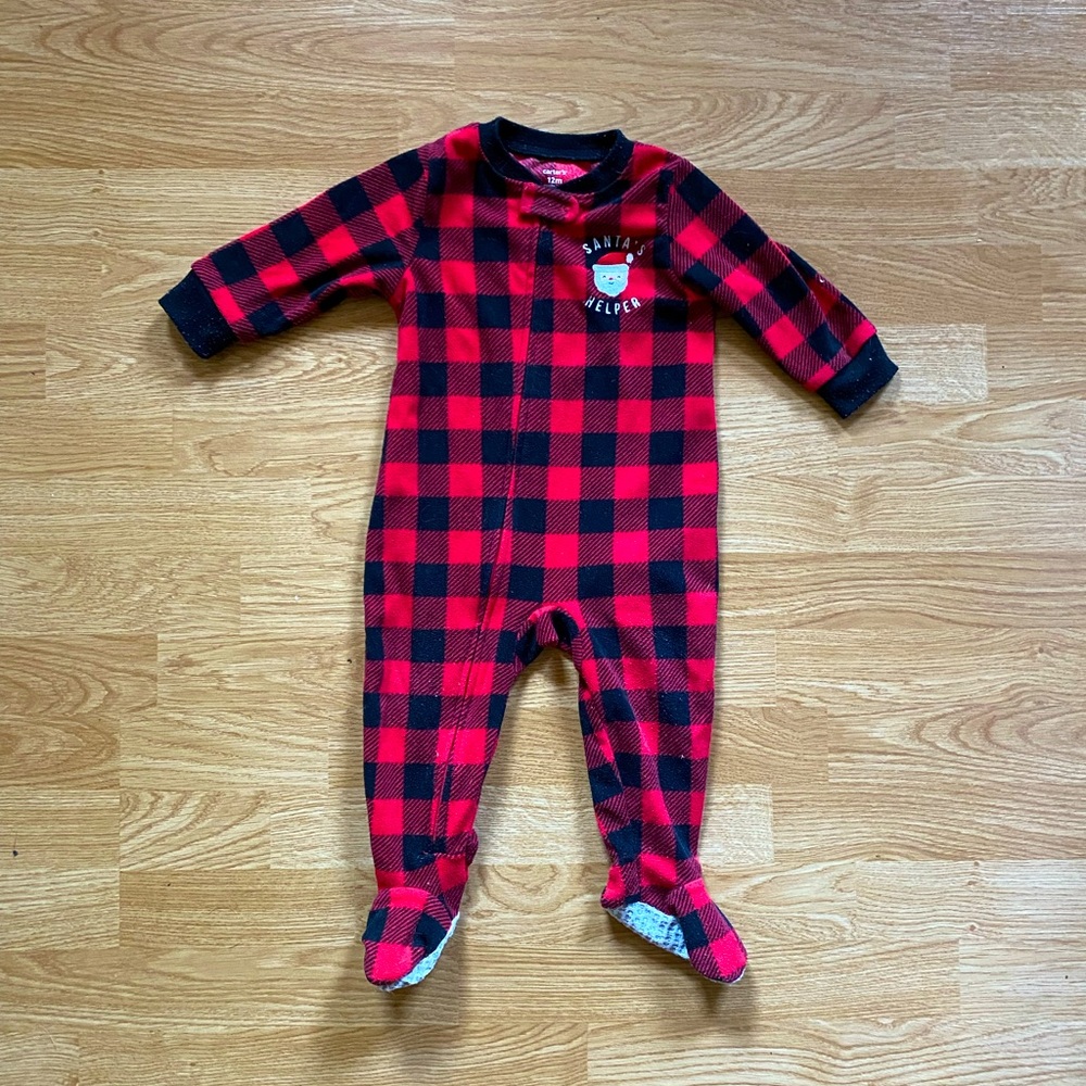 Buffalo Plaid Santa Footies 🎅